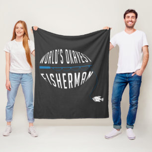 World's Okayest Fisherman Fleece Blanket