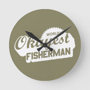 World's Okayest Fisherman Round Clock