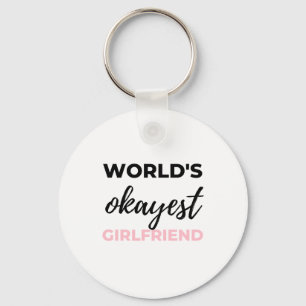 World's Okayest Girlfriend Black Key Ring