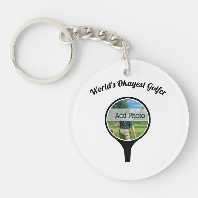 World's Okayest Golfer, Cute Golf players photo Key Ring (Front)