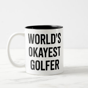 World's Okayest Golfer Dad Father's Day Golfing Two-Tone Coffee Mug