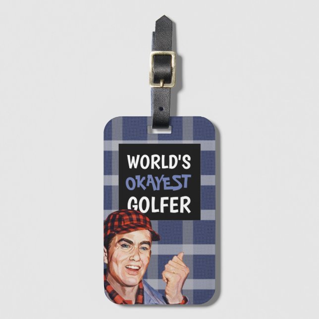 World's Okayest Golfer Golf Bag Tag (Front Vertical)