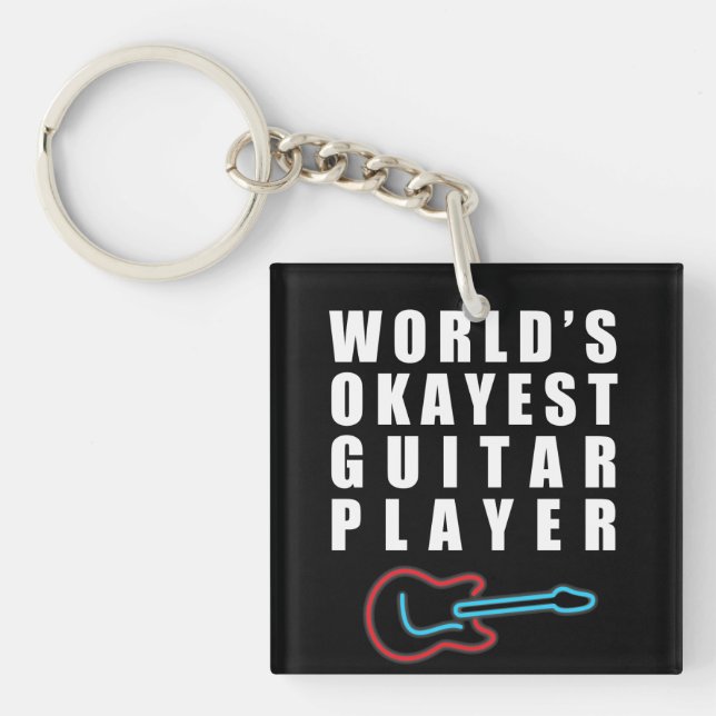World's Okayest Guitar Player, Funny Key Ring (Front)