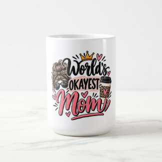 World's Okayest Mum Leopard Print Messy Bun Coffee Mug