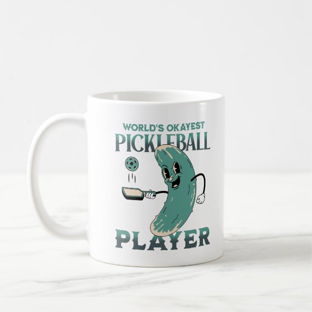World's Okayest Pickleball Player Fun Pickleballer Coffee Mug (Left)