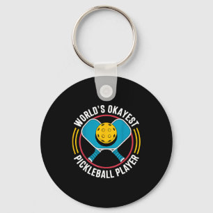 World's okayest pickleball player funny pickle bal key ring