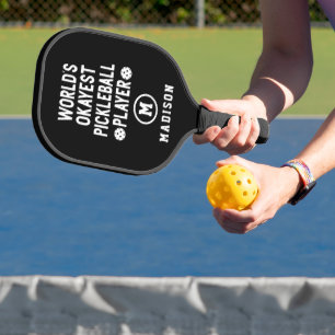 World's Okayest Pickleball Player's Name Black  Paddle