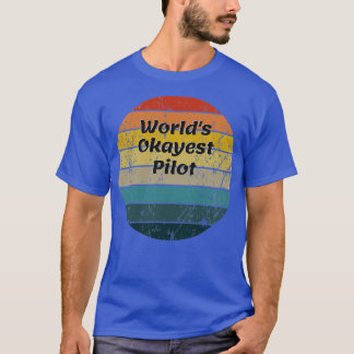 Worlds Okayest Pilot Vintage Sunset 60s 70s T-Shirt