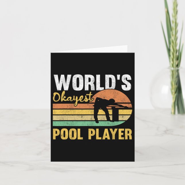 World's Okayest Pool Player Retro Funny Billiards  Card (Front)