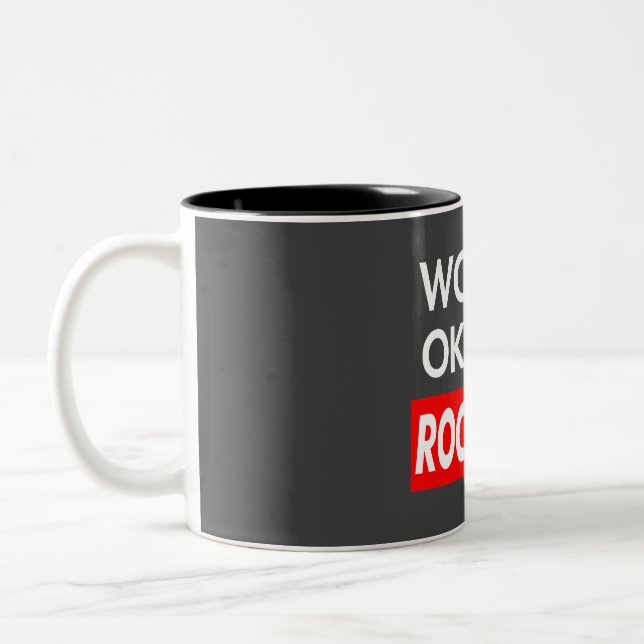 Worlds okayest Rockwell Two-Tone Coffee Mug (Left)