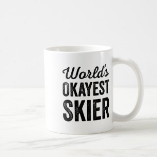 Worlds Okayest Skier Funny Sarcastic Snow Water Sk Coffee Mug