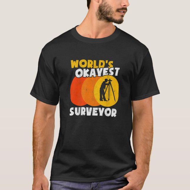 World's Okayest Surveyor Engineer Tripod Retro Lan T-Shirt (Front)