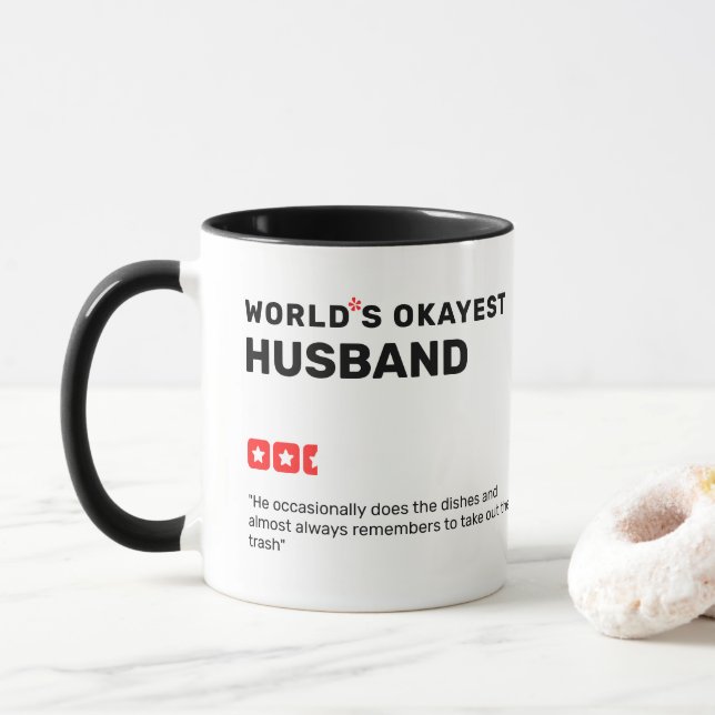 World's Okayest [x] star rating & review quote Mug (With Donut)