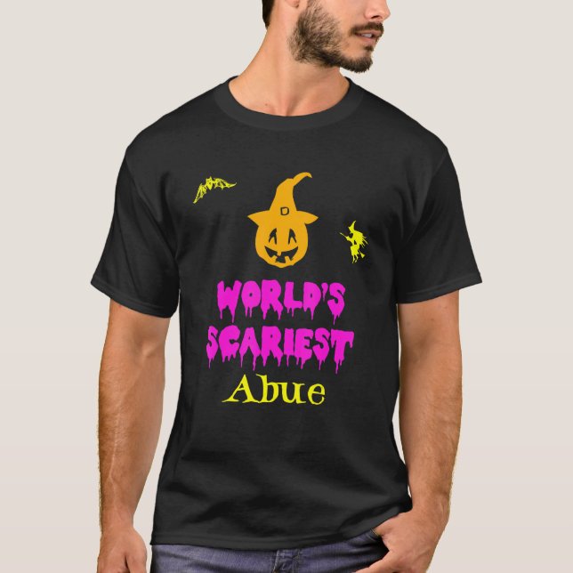 World's Scariest Abue Halloween Costume Lazy Easy T-Shirt (Front)