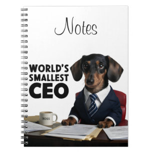 World's smallest CEO, cute funny dachshund in suit Notebook