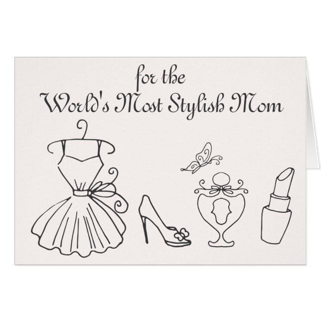 World's Stylish Mom Fashion Drawings Mothers Day (Front Horizontal)