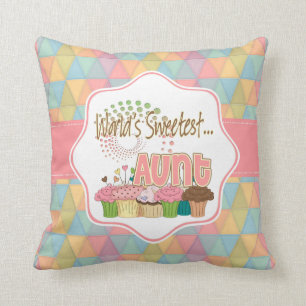 World's Sweetest Aunt Cupcake Edition Pattern Cushion