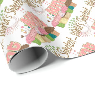 World's Sweetest Aunt Cupcake Edition Pattern Wrapping Paper