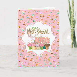 World's Sweetest Aunt Cupcakes Card