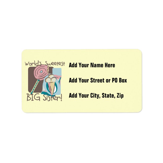 World's Sweetest Big Sister Label (Front)