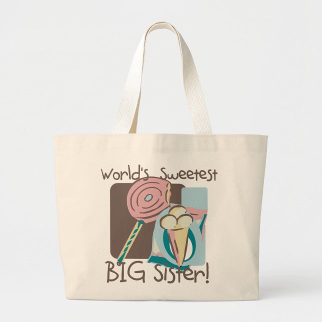 World's Sweetest Big Sister Large Tote Bag (Front)