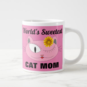 World's Sweetest CAT MOM Pink Cat Face Large Coffee Mug