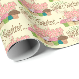 World's Sweetest Daughter Pastel Cupcake Gift Wrapping Paper