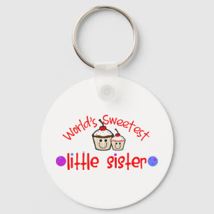 World's Sweetest Little Sister Cupcakes Key Ring