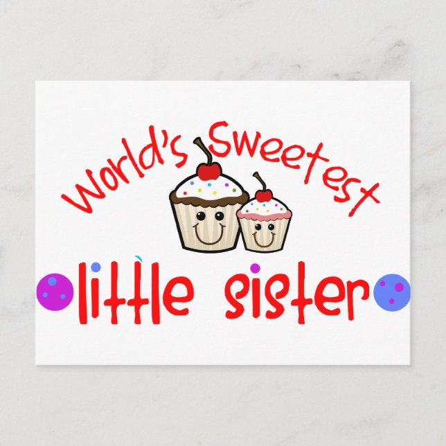 World's Sweetest Little Sister Cupcakes Postcard (Front)