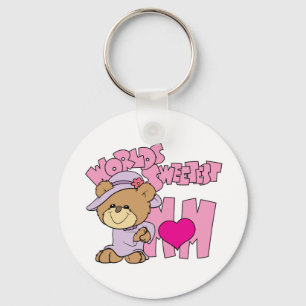 worlds sweetest mom teddy bear design key ring