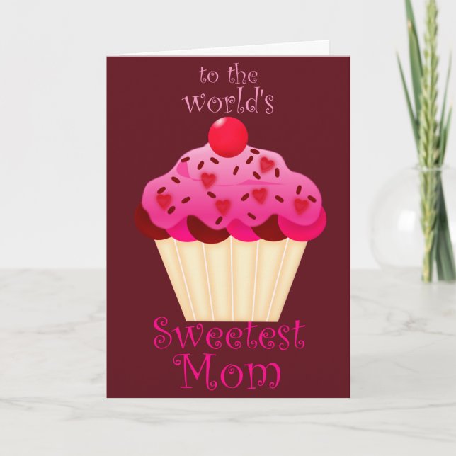 World's Sweetest Mum Cupcake Mothers Day Card (Front)