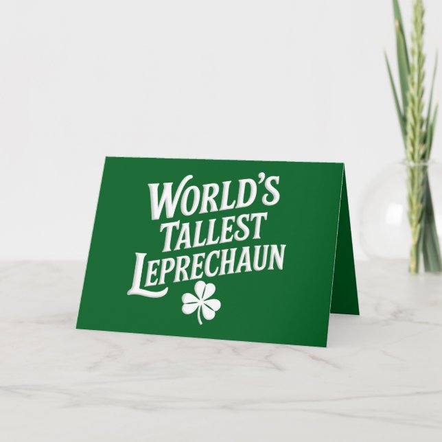World's Tallest Leprechaun Irish St Patrick's Day Thank You Card (Front)