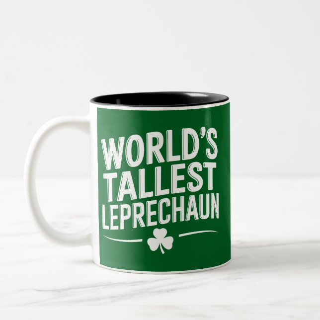 World's Tallest Leprechaun St. Patrick's Day Two-Tone Coffee Mug (Left)