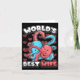 World's Wife Cute Kawaii Octopus Heart Cute Couple Card