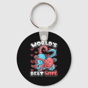World's Wife Cute Kawaii Octopus Heart Cute Couple Key Ring
