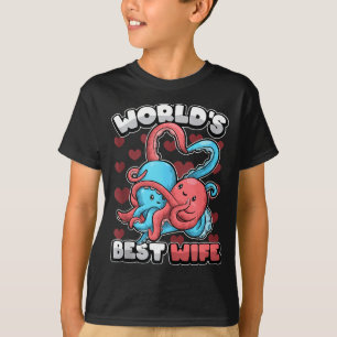 World's Wife Cute Kawaii Octopus Heart Cute Couple T-Shirt
