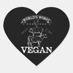 Worlds Worst Vegan Meat BBQ Chicken Pig Cow Heart Sticker