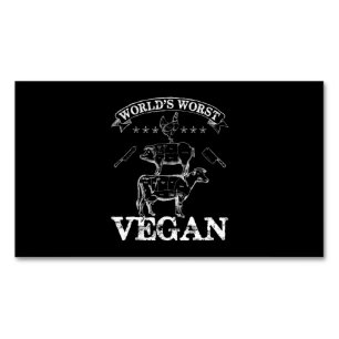 Worlds Worst Vegan Meat BBQ Chicken Pig Cow Magnetic Business Card