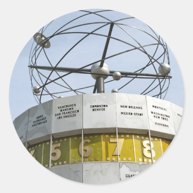Worldtime Clock in Berlin Classic Round Sticker (Front)