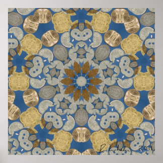 Worldwide coin star flower poster