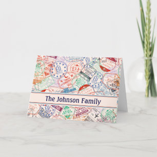 Worldwide Travel Labels All Over Pattern Card