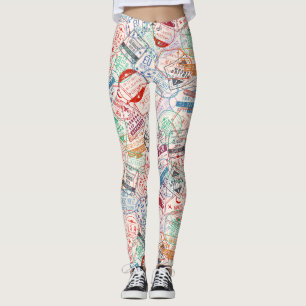 Worldwide Travel Labels All Over Pattern Leggings