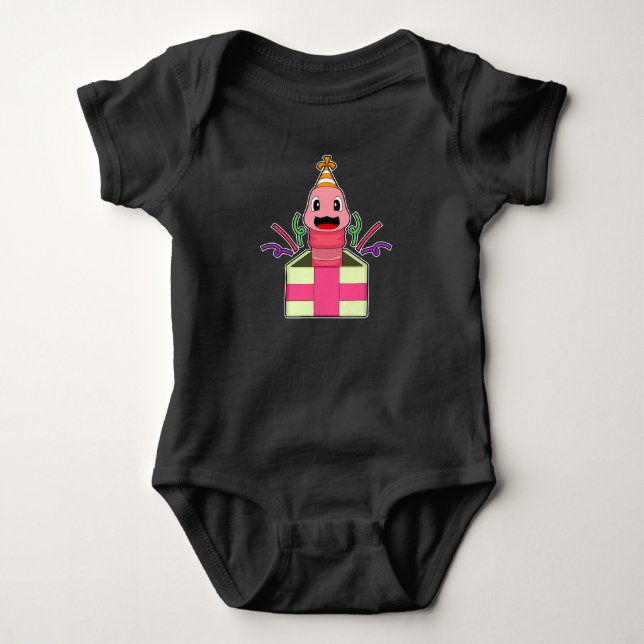 Worm Birthday Confetti Baby Bodysuit (Front)