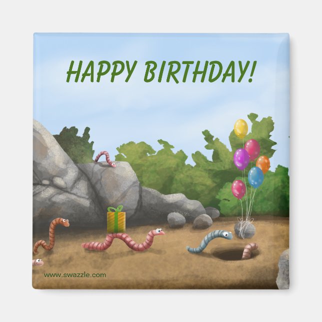 Worm Birthday Magnet (Front)