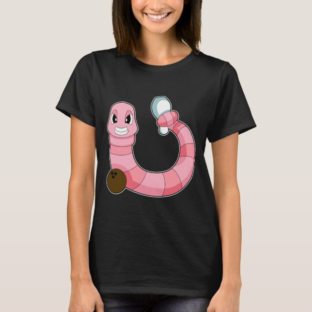 Worm Bowling Bowling ball Bowling pin T-Shirt (Front)