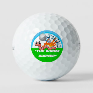 "Worm Burner" Funny Personalized Name Golf Balls 