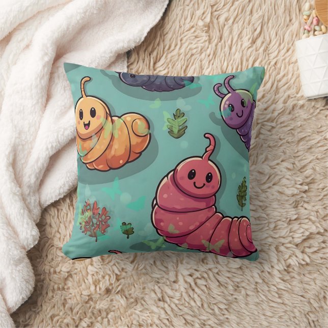 Worm Butterfly Print  Cushion (Blanket)