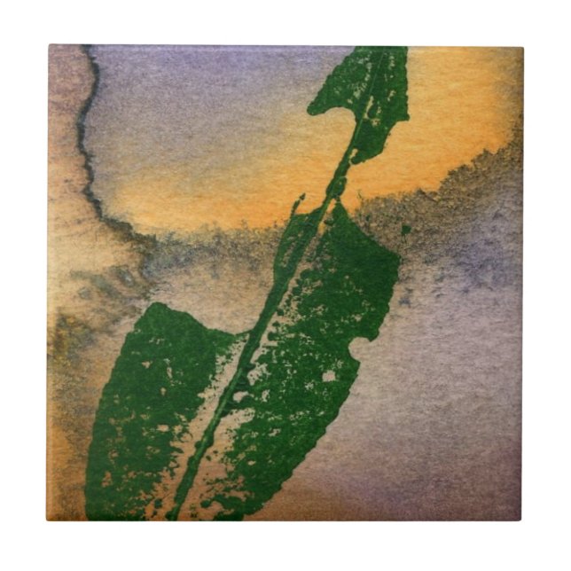 Worm eaten wild cherry direct nature print tile. tile (Front)