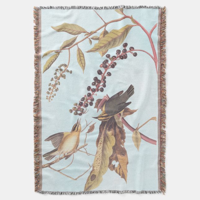 Worm-Eating Warbler Audubon songbird Throw Blanket (Front Vertical)