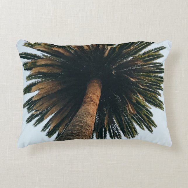 Worm eye photography of palm tree decorative cushion (Front)